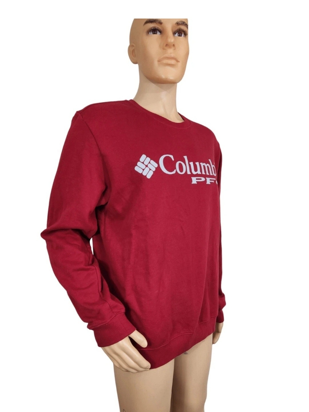 Columbia PFG Men's Size M Crewneck Sweatshirt Burgundy Red Graphic Pullover  01